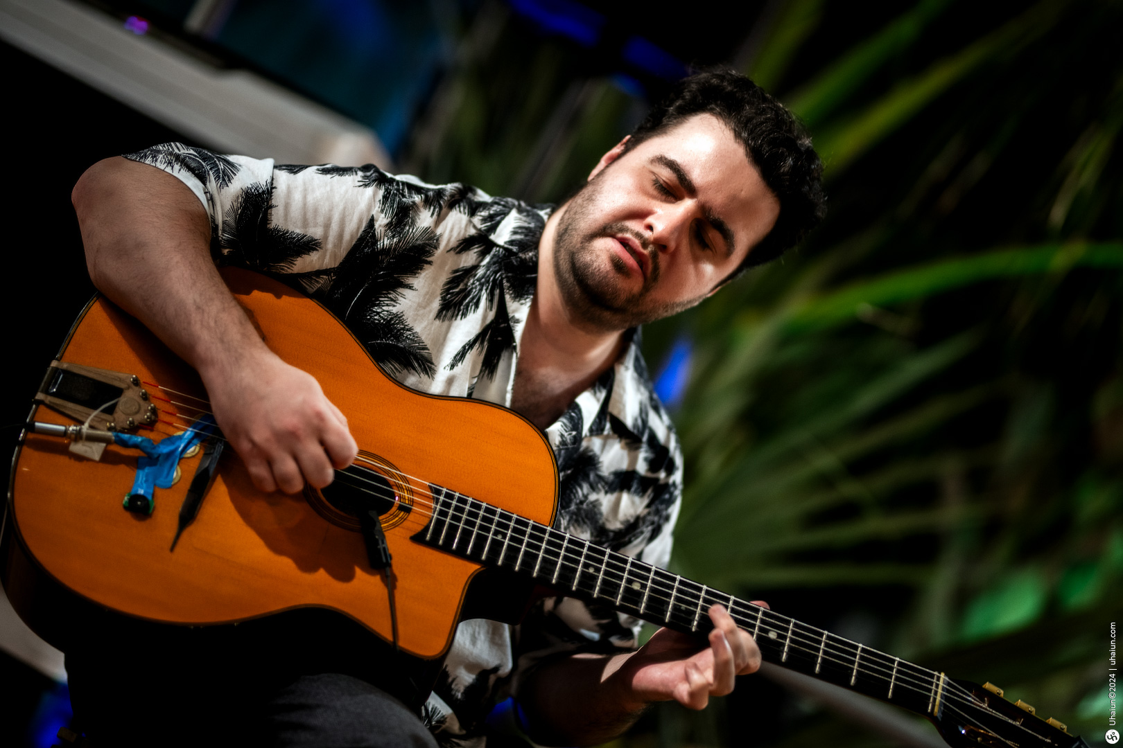Guitar player performing live on stage