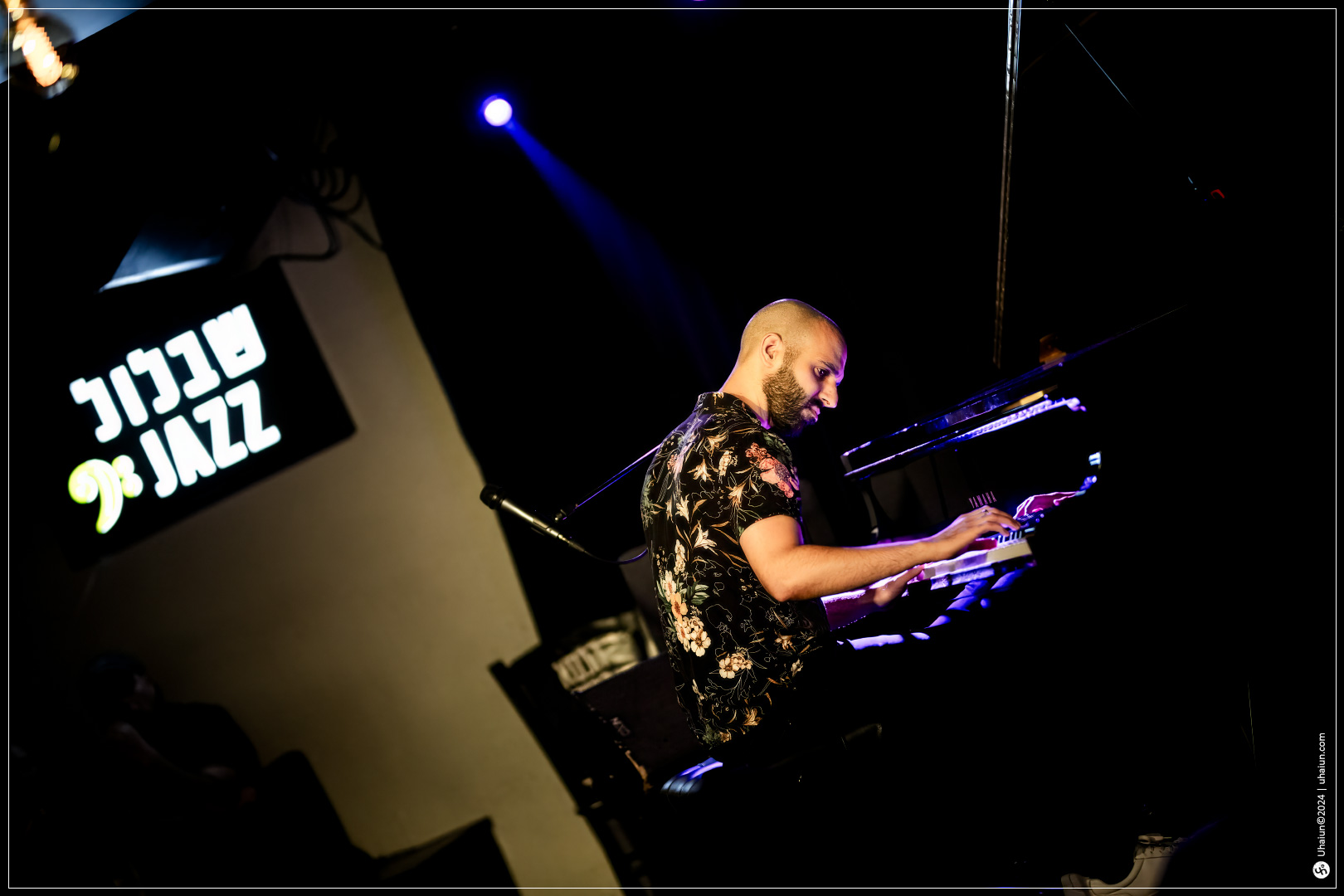 Pianist playing at live jazz club performance