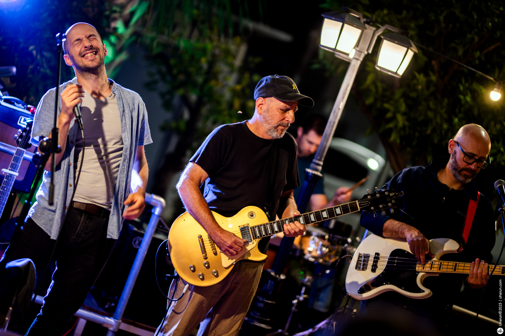 Live band performing at outdoor music event