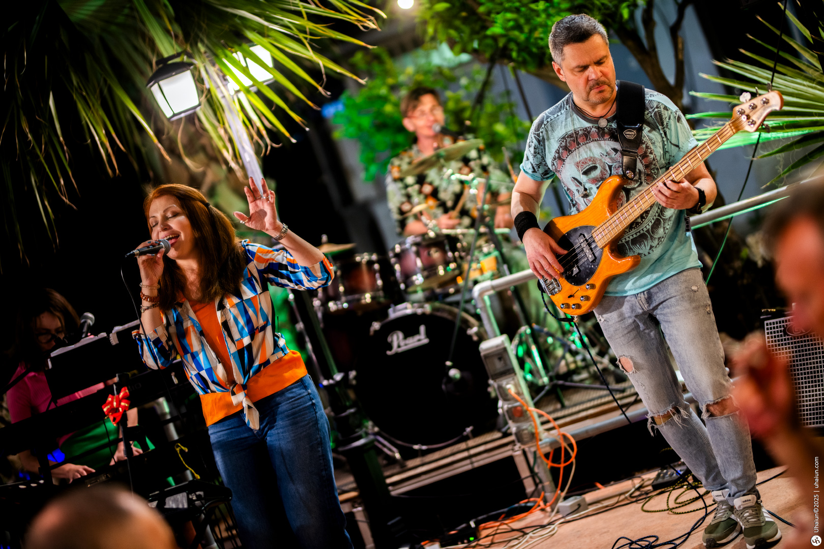 Live band performing at outdoor music event
