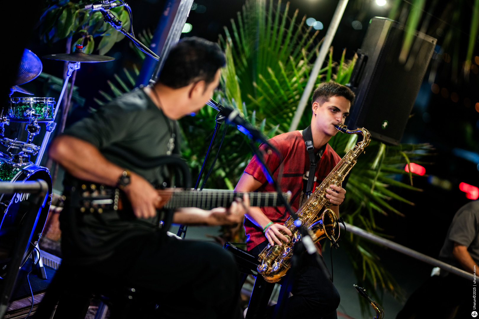 Live musicians performing at an outdoor venue