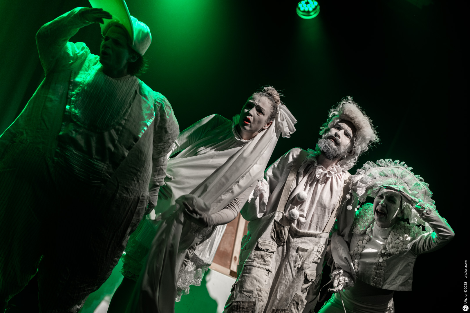 Theatrical performers dressed in historical themed costumes