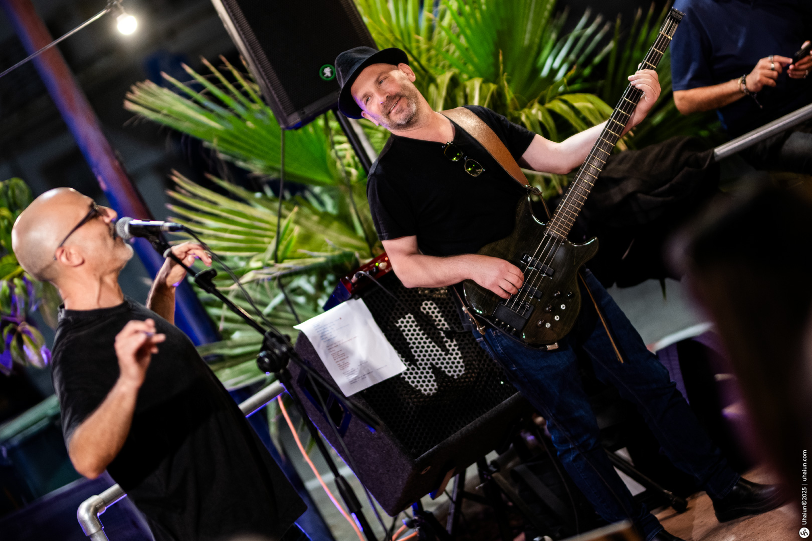 Musicians performing live at outdoor music event