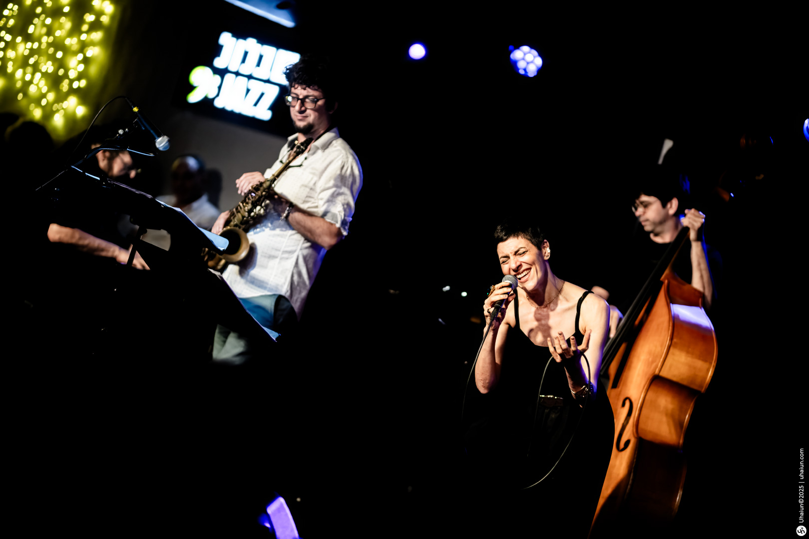 Jazz band performing live with female singer
