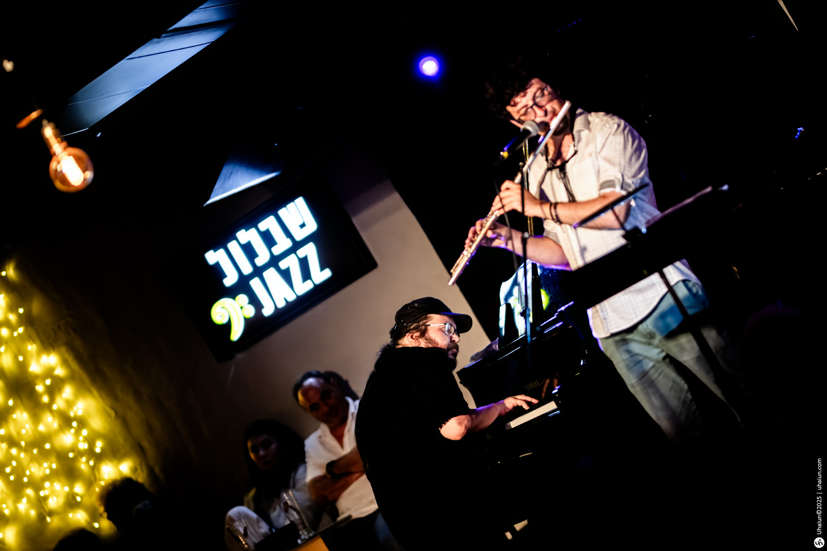 Musicians performing live at a jazz club