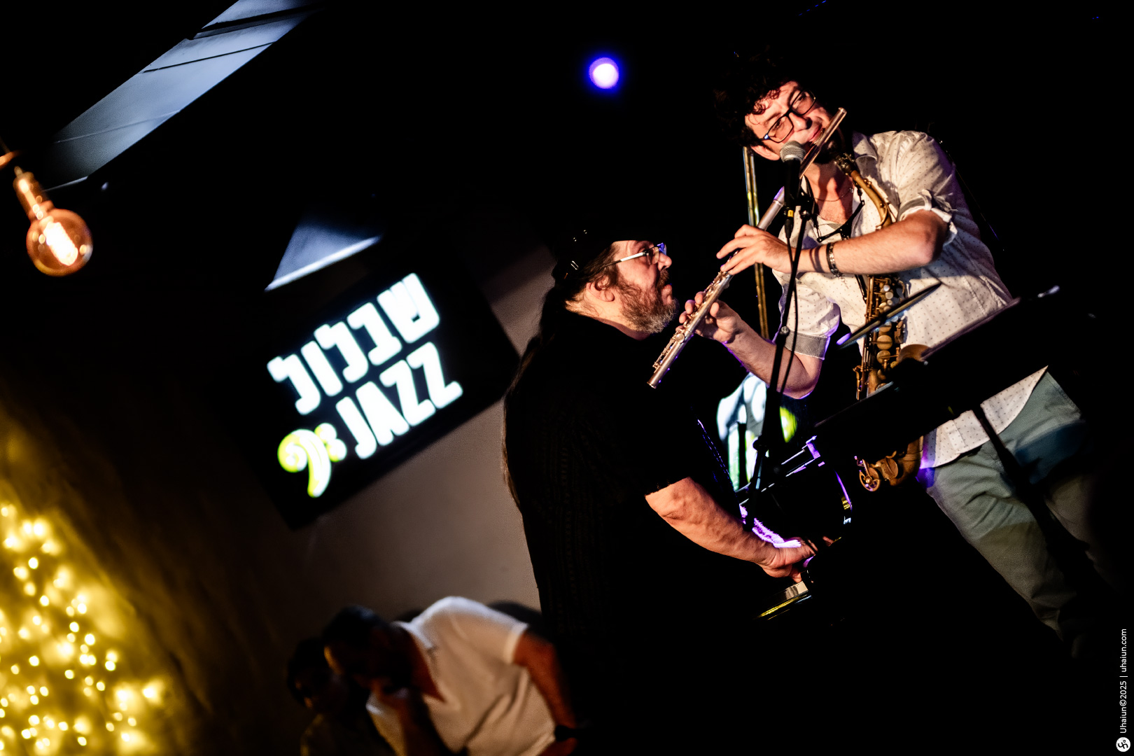 Musicians performing at an intimate jazz concert