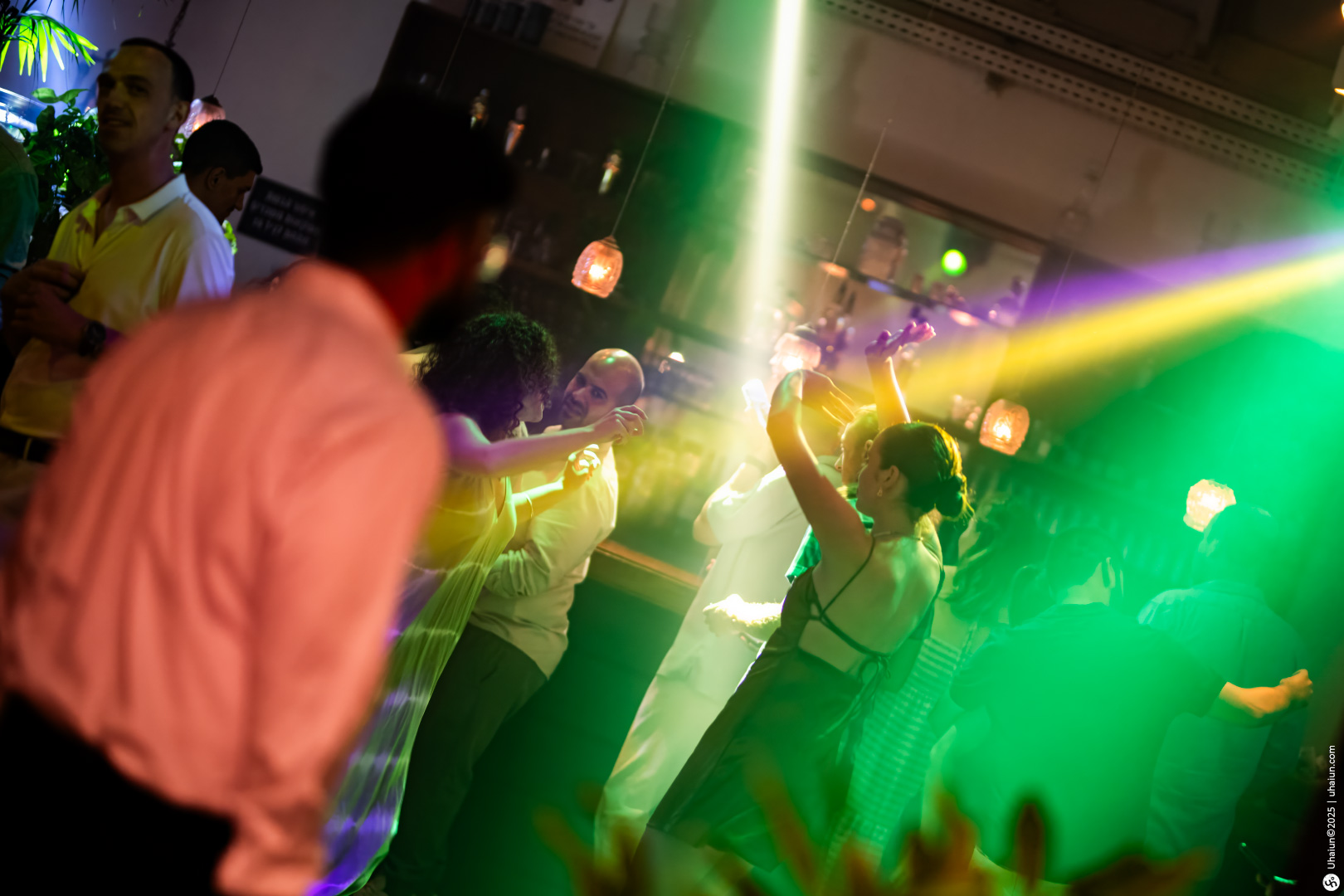 People dancing energetically